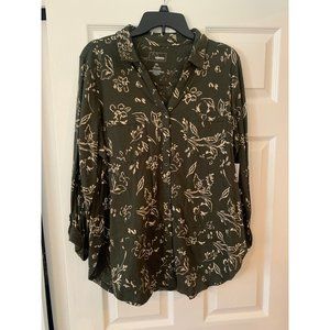 Sonoma Green & Tan Cotton Long Sleeve Button Down Shirt Extra Large